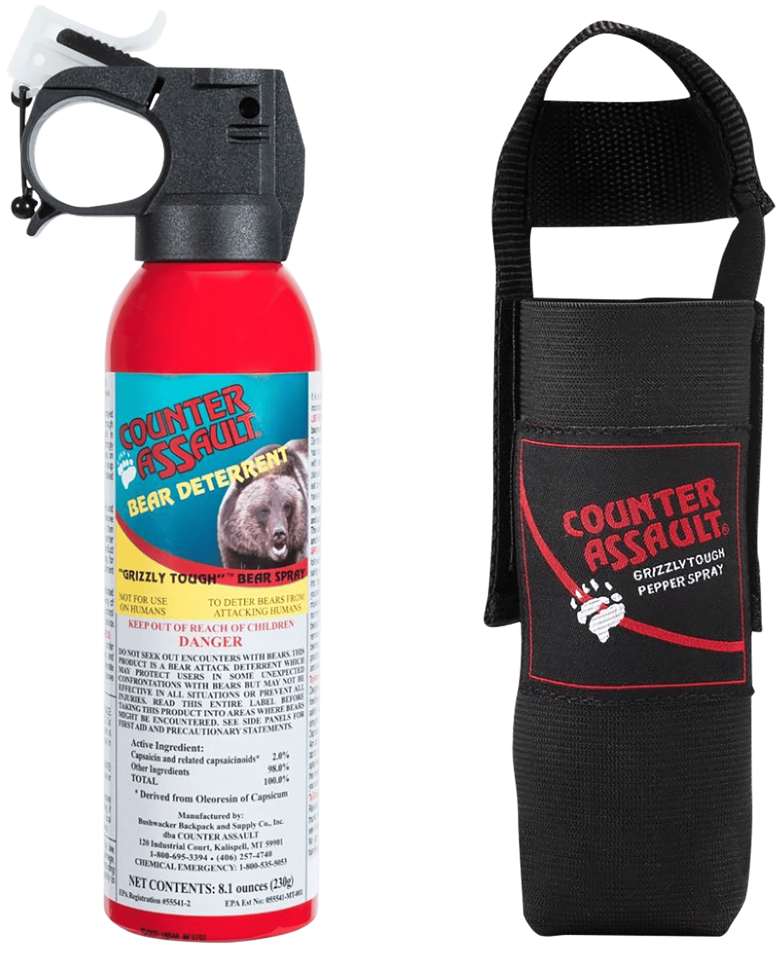 Counter Assault 15067025 Bear Spray  Capsaicin Range 32 ft-7 Seconds 8.10 oz Includes Holster