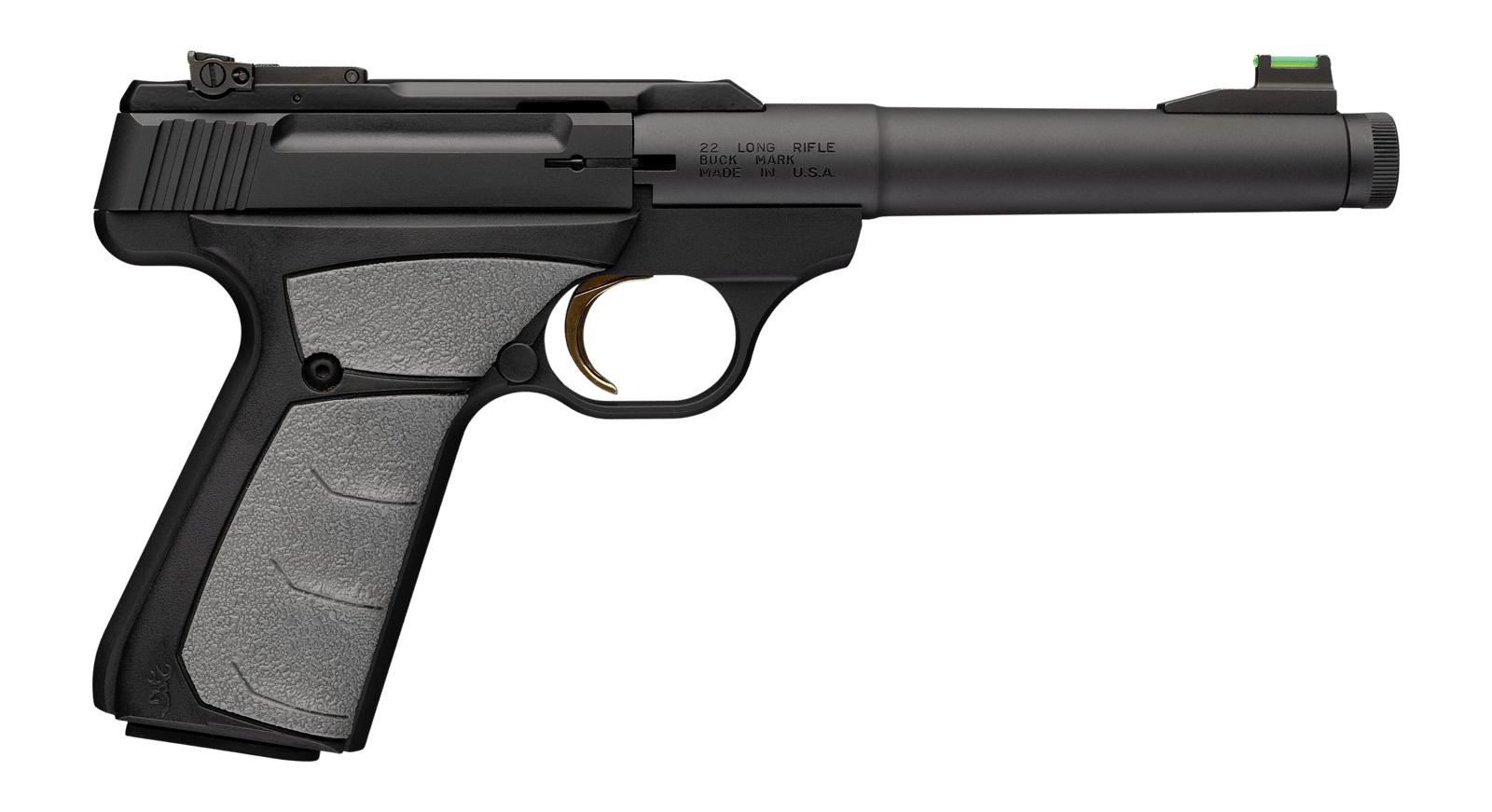Browning 051617490 Buck Mark Camper 22 LR 10+1 5.90" Matte Black Threaded Bull Barrel, Matte Black Aluminum Frame, Gray UFX Grip
