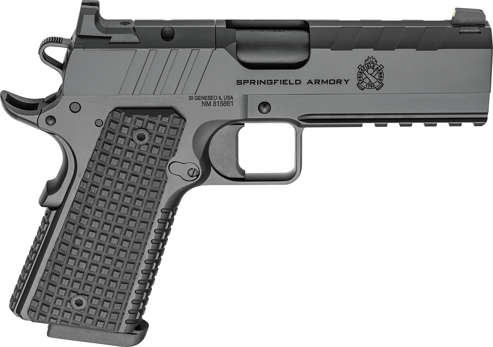 Springfield Armory PX9227LAOS 1911 Emissary 9mm 9+1 4.25" Stainless Steel Barrel Optic Ready Black Carbon Steel Slide VZ Grips Thin-Line G10 Grip