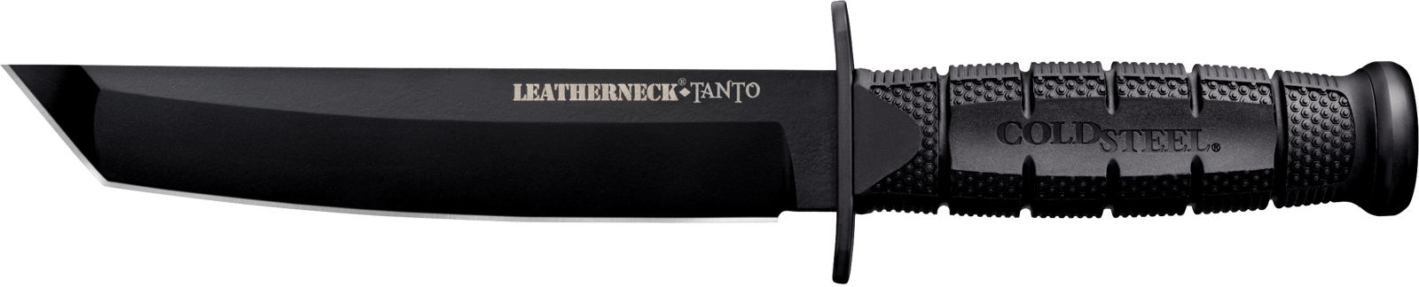 Cold Steel CS-39LSFCT Leatherneck  7" Fixed Plain Tanto Black Matte Powder Coat German D2 Steel Blade/Black Deep Checkered w/double Quillon Guard/ Griv-Ex Handle