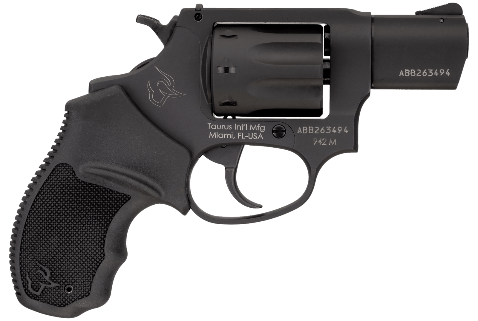 Taurus 2942M021UL 942 Ultra-Lite 22 WMR 8rd 2" Matte Black Finish Barrel, Matte Black Finish Cylinder, Black Anodized Finish Aluminum Frame & Finger Grooved Black Polymer Grip