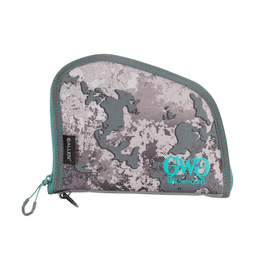 Girls With Guns 918 In The Shade Handgun Case 8" Gray/Teal/Shade Camo, Locking Zipper