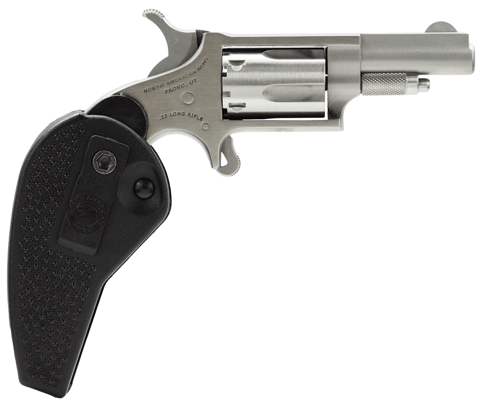 North American Arms 22LLRHG Mini-Revolver  22 LR 5 Shot 1.63" Barrel, Overall Stainless Steel Finish, Black Synthetic Holster Grip