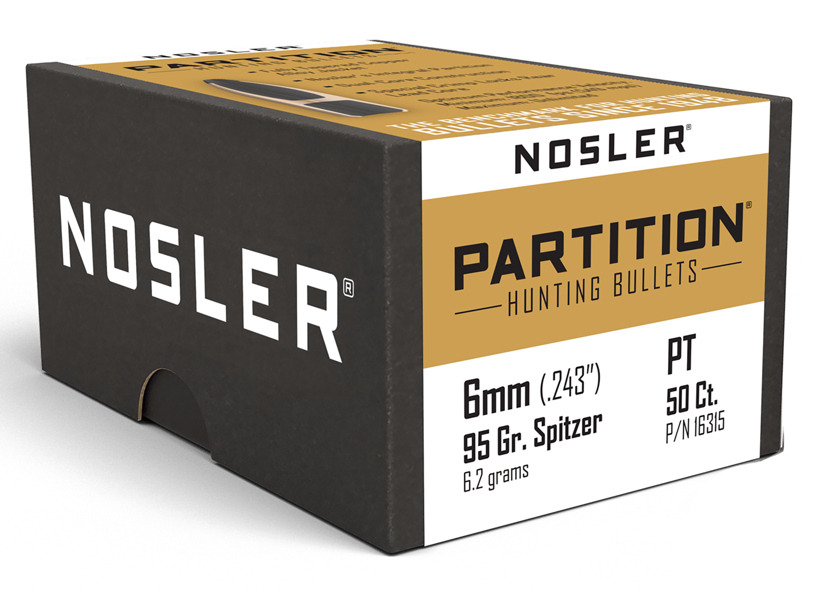 Nosler 16315 Partition  6mm 95gr Partition 50/Box