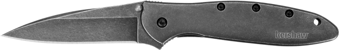 Kershaw 1660BLKW Leek  3" Folding Drop Point Plain Black DLC 14C28N Steel Blade Blackwash 410 Stainless Steel Handle Includes Pocket Clip