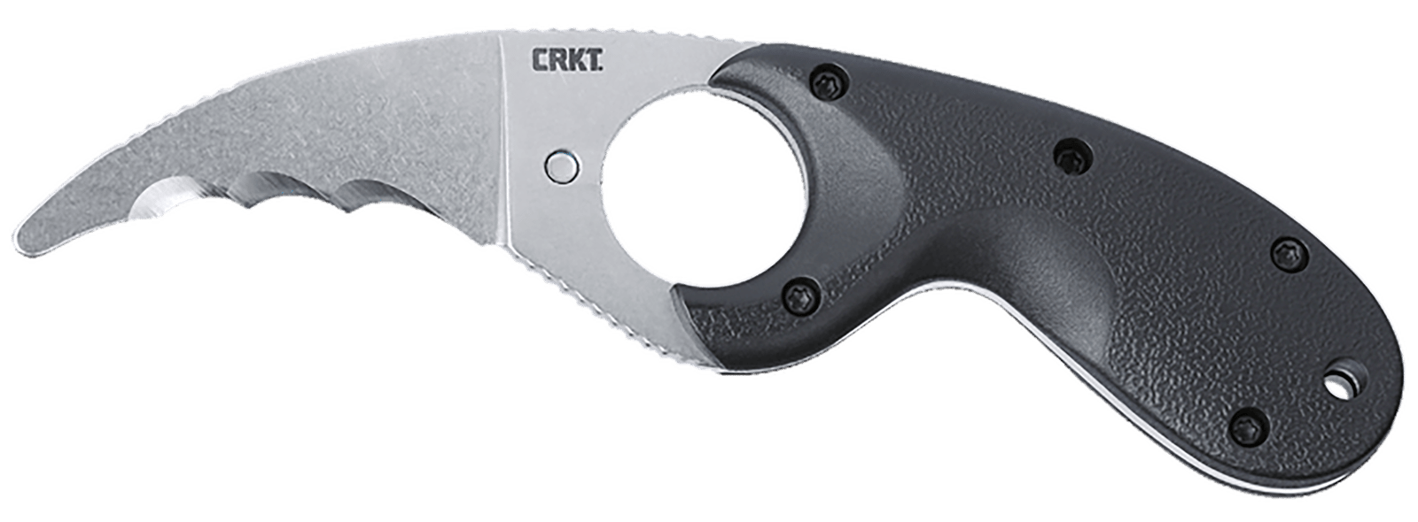 CRKT 2511 Bear Claw  2.39" Fixed Hawkbill Veff Serrated Stonewashed AUS-8A SS Blade, Black Textured GRN Handle