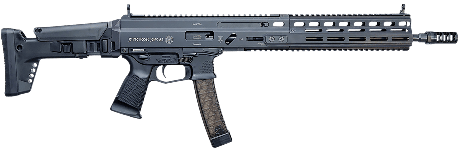 Grand Power 810091157961 Stribog SP9A1 9mm Luger Picatinny Rail, Black Polymer Grip