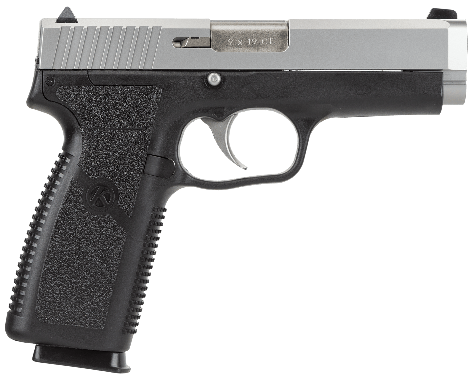 Kahr Arms CT9093 CT9  9mm Luger 8+1, 4" Stainless Steel Barrel, Matte Serrated Stainless Steel Slide, Black Polymer Frame, Black Textured Polymer Grip, No Safety, Right Hand
