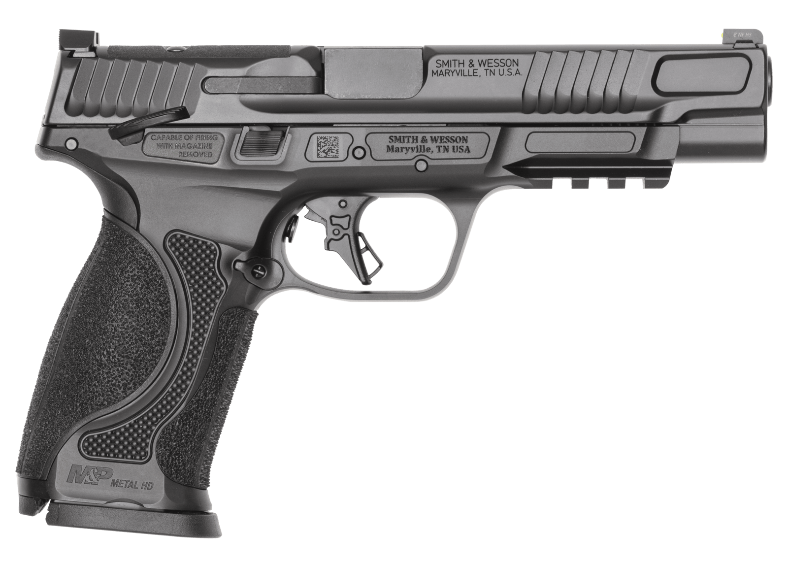 Smith & Wesson 14673 M&P M2.0 Metal 9mm Luger 10+1 5" Black Armornite Stainless Steel Barrel & Optic Ready/Serrated Slide, Black Armornite Stainless Steel Frame w/Picatinny Rail, Interchangeable Palms
