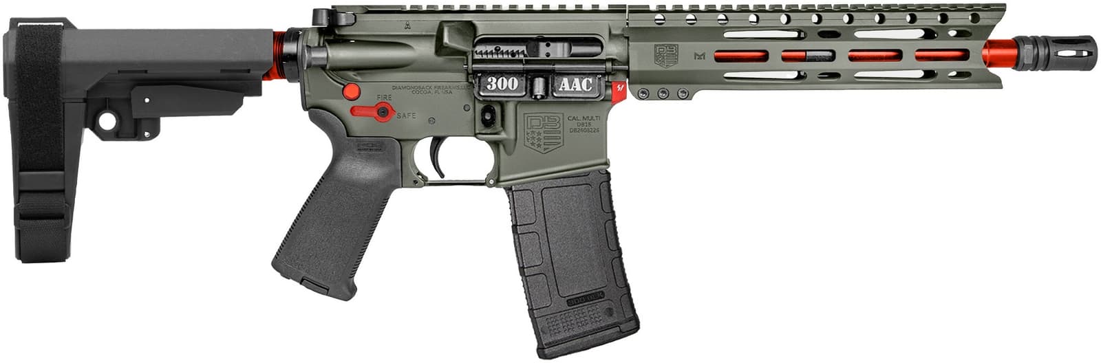 DBF DB15 300BLK 10 JUNGLE GREEN RED ACCENTS