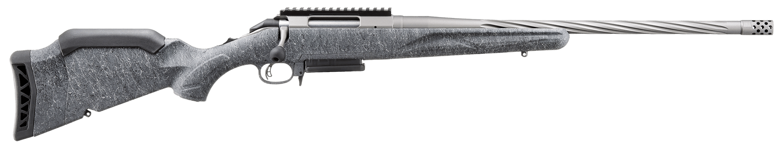 Ruger 46916 American II  Full Size 6.5 PRC 3+1 20" Cobalt Cerakote Spiral Fluted Threaded Barrel & Alloy Steel Receiver w/Picatinny Rail, Gray Splatter Adj LOP Synthetic Stock
