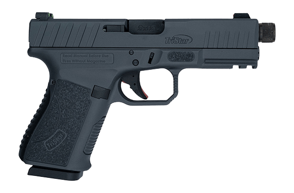 TriStar 85782 Apoc Pro 9mm Luger 15+1 4.50" Black Threaded Barrel, Sniper Gray Cerakote Steel Optic Ready/Serrated Slide, Sniper Gray Polymer Frame w/Picatinny Rail, Interchangeable Backstrap Grip, Ri