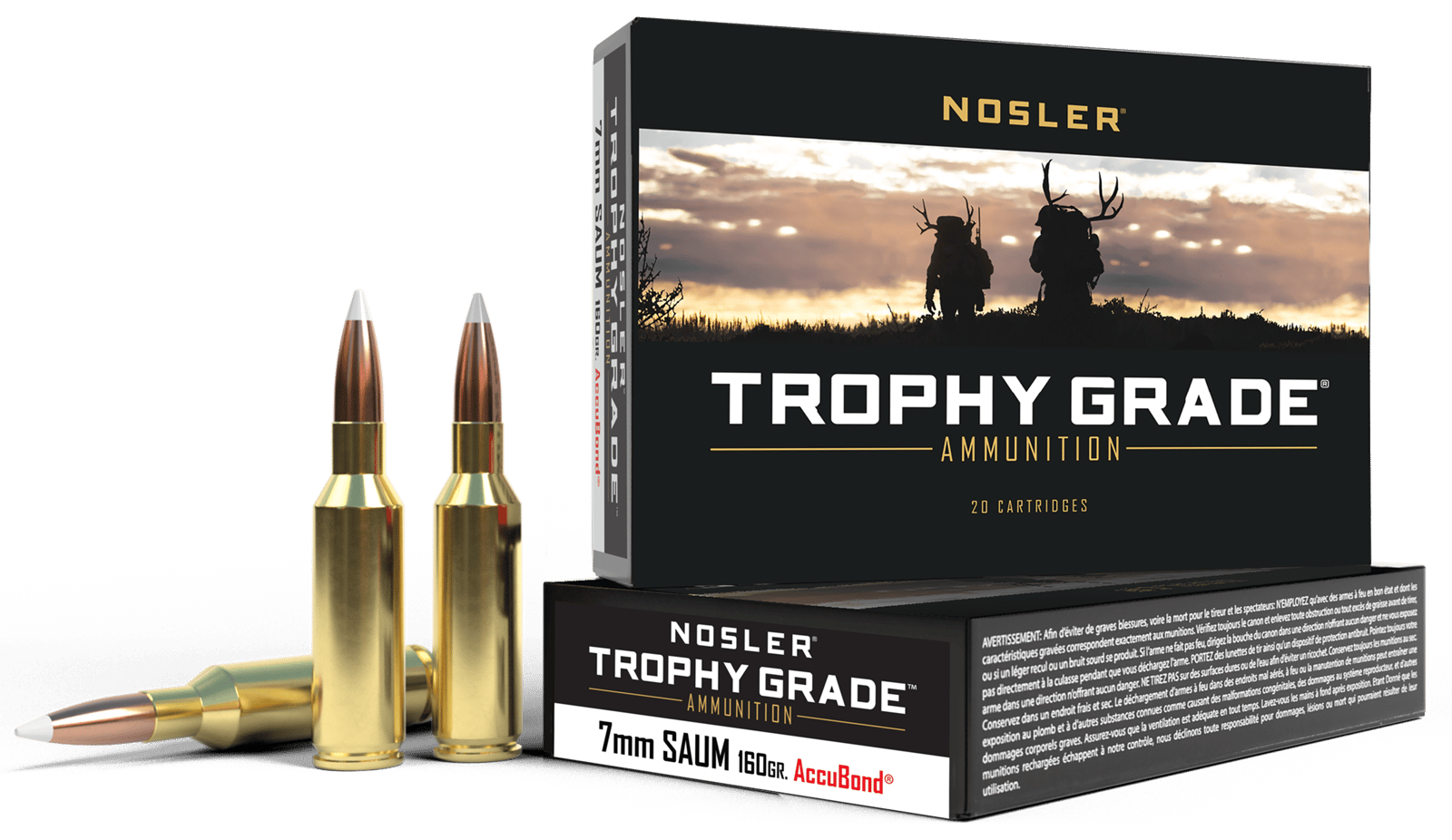Nosler 60045 Trophy Grade  7mmRemSA UltraMag 160gr Nosler Spitzer Partition 20 Per Box/10 Case