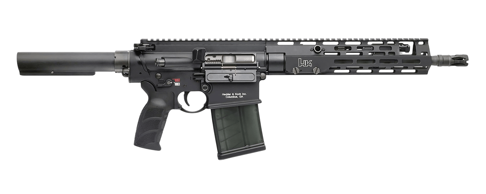 HK 81001053 MR762 A4 7.62x51mm 10+1 13" Threaded Barrel, M-LOK Handguard, Black Receiver w/Picatinny Rail, Black Pistol Tube, Black Ergonomic Grip