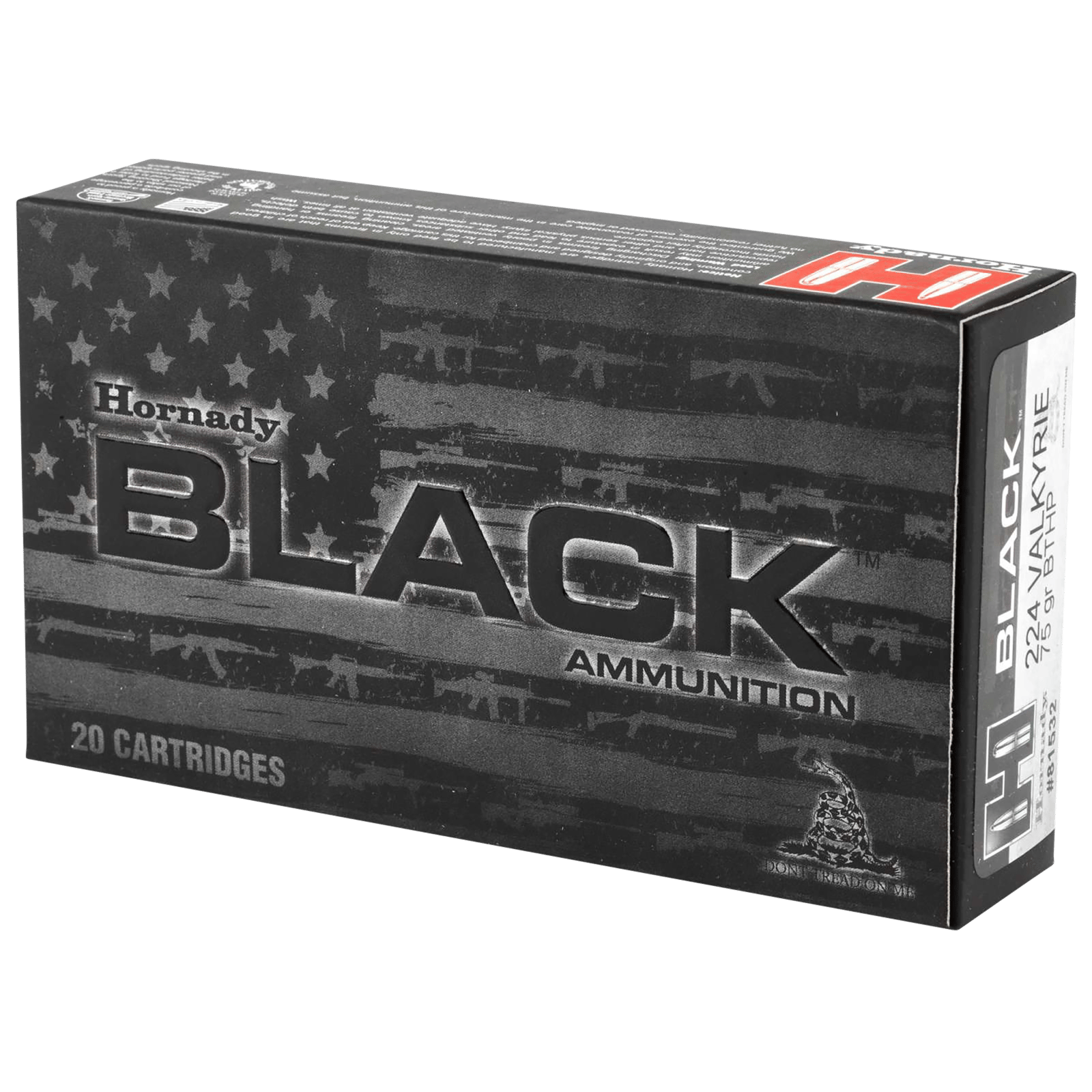 Hornady 81532 Black  224Valkyrie 75gr Boat Tail Hollow Point 20 Per Box/10 Case