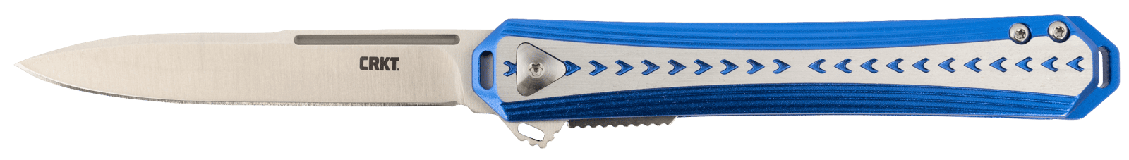 CRKT 6710 Stickler  3.38" Folding Plain Satin 12C27 Sandvik Blade/ Blue & Silver Aluminum Handle Includes Pocket Clip