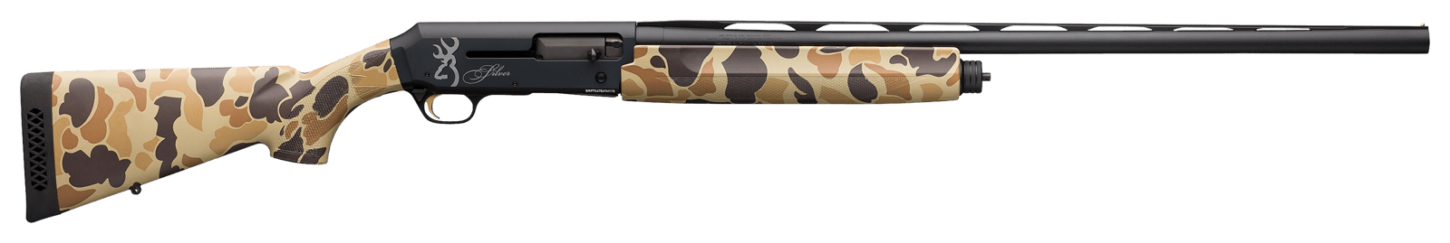 Browning 011431204 Silver Field 12 Gauge 28" 3.5" 4+1, Alloy Receiver With Black/Charcoal Bi-Tone Finish, Vintage Tan Camo Synthetic Stock With Textured Gripping Surface