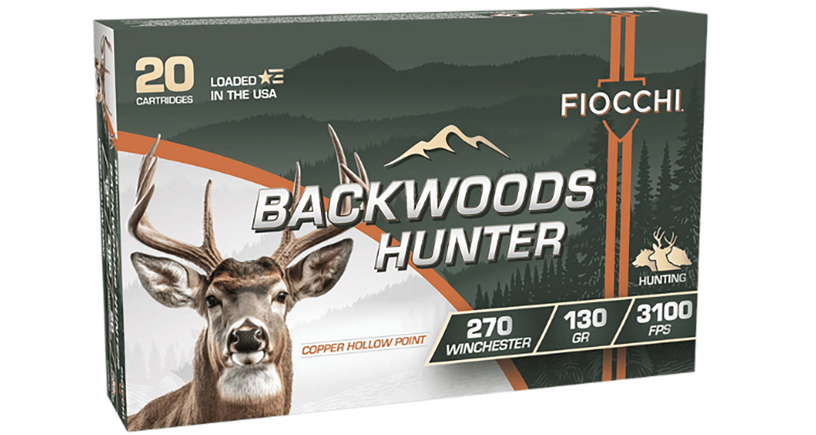 Fiocchi 270BHC Backwoods Hunter  270Win 130gr Copper Hollow Point 20 Per Box/10 Case