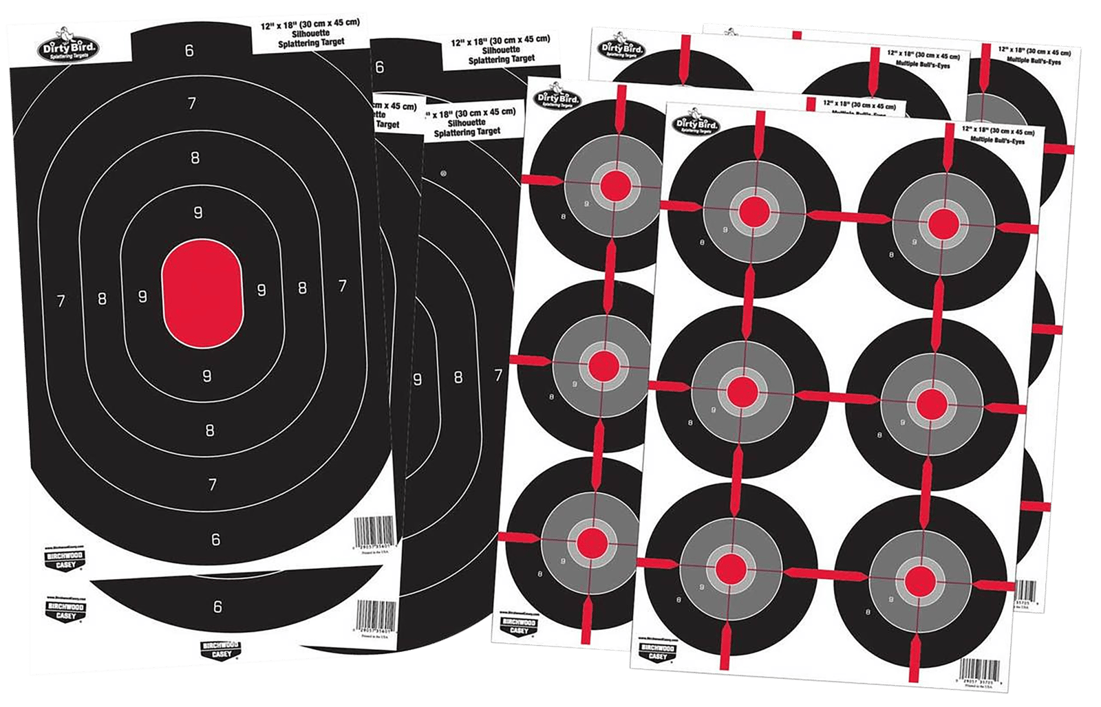 Birchwood Casey 35725 Dirty Bird Combo Pack Silhouette/Bullseye Paper Target 12" x 18" 8 Per Pkg
