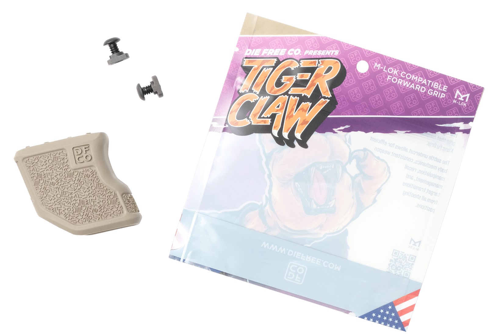 Die Free Co Llc TCMLOKFDE Tiger Claw  Flat Dark Earth Nylon