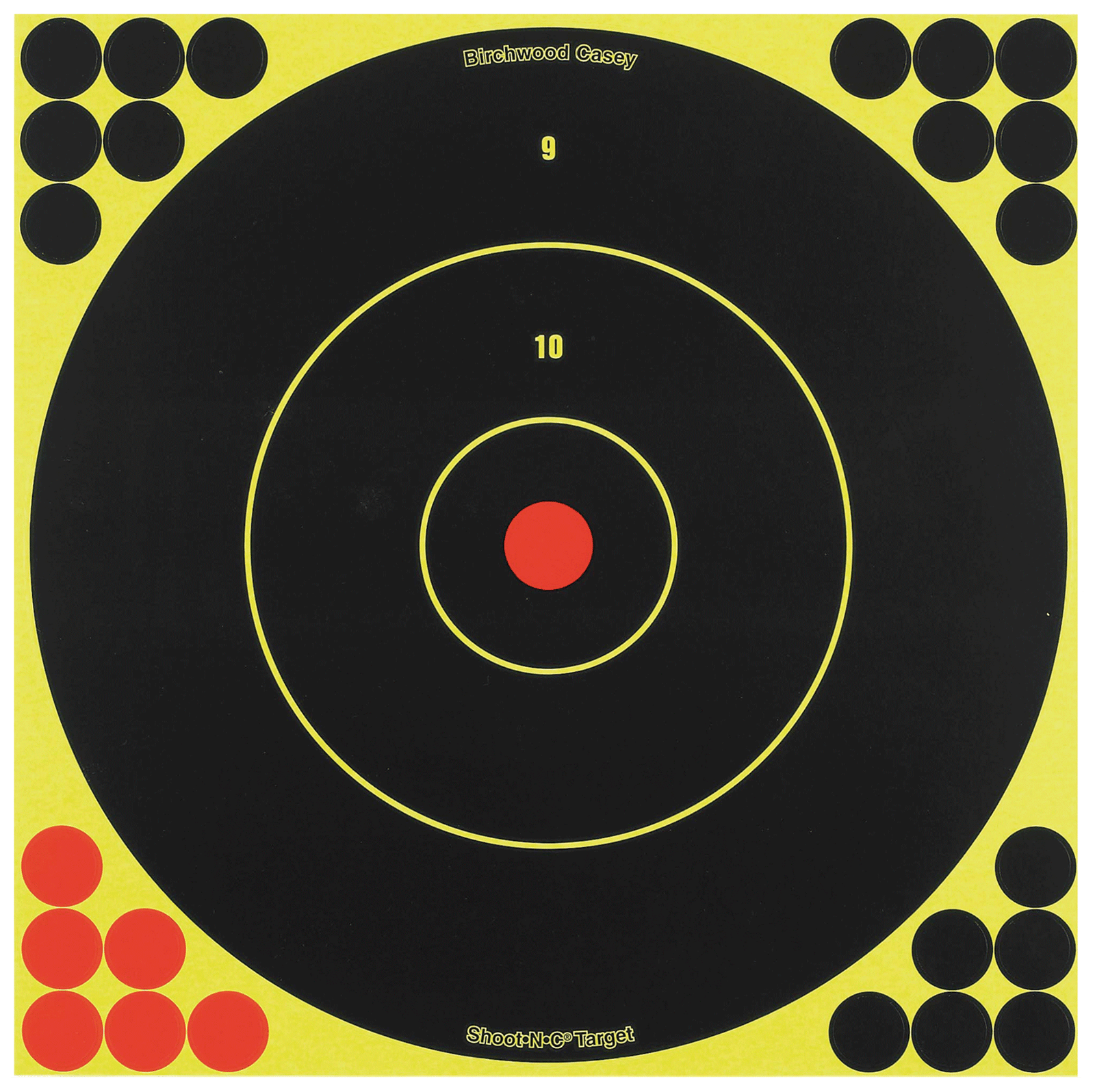 Birchwood Casey 34012 Shoot-N-C Reactive Target Self-Adhesive Paper Black/Yellow/Red 12" Bullseye 5 Pack