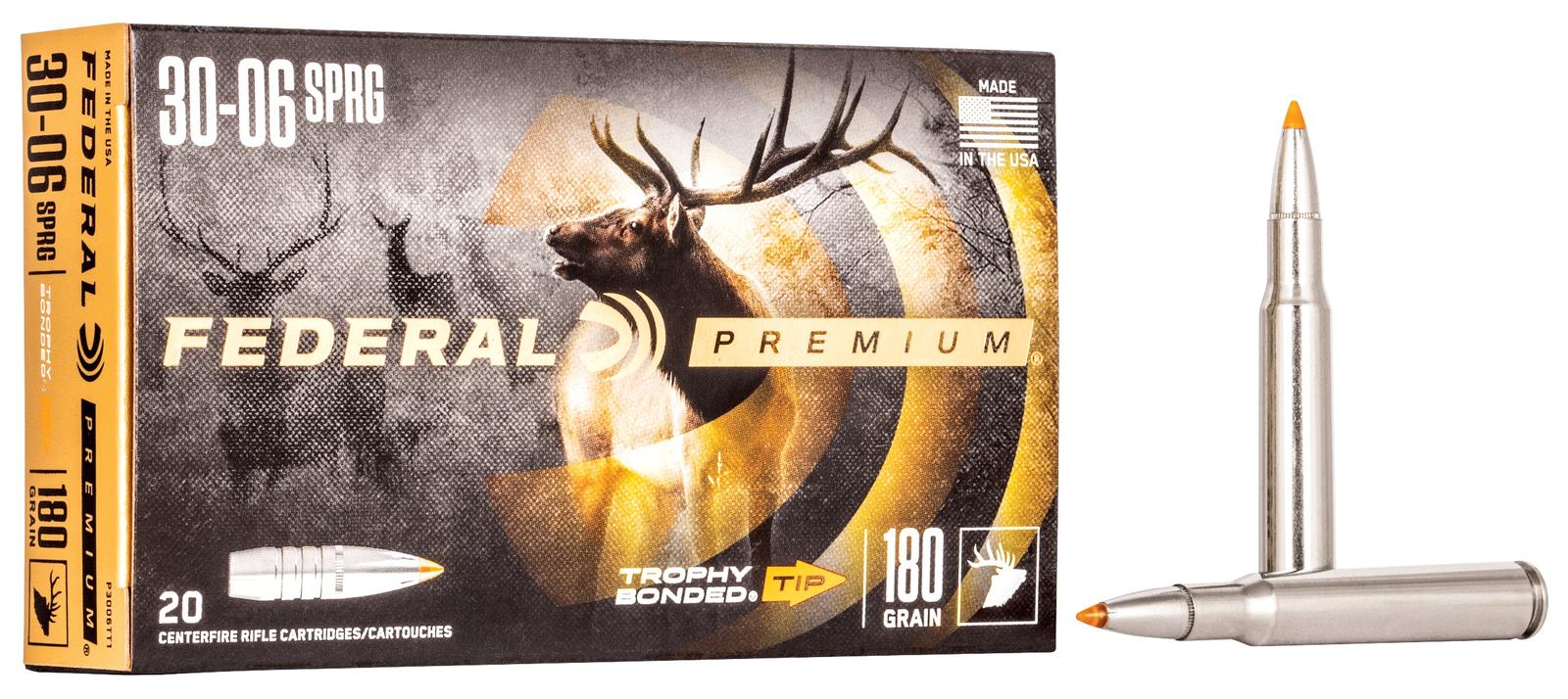 Federal P3006TT1 Premium  30-06Springfield 180gr Trophy Bonded Tip 20 Per Box/10 Case