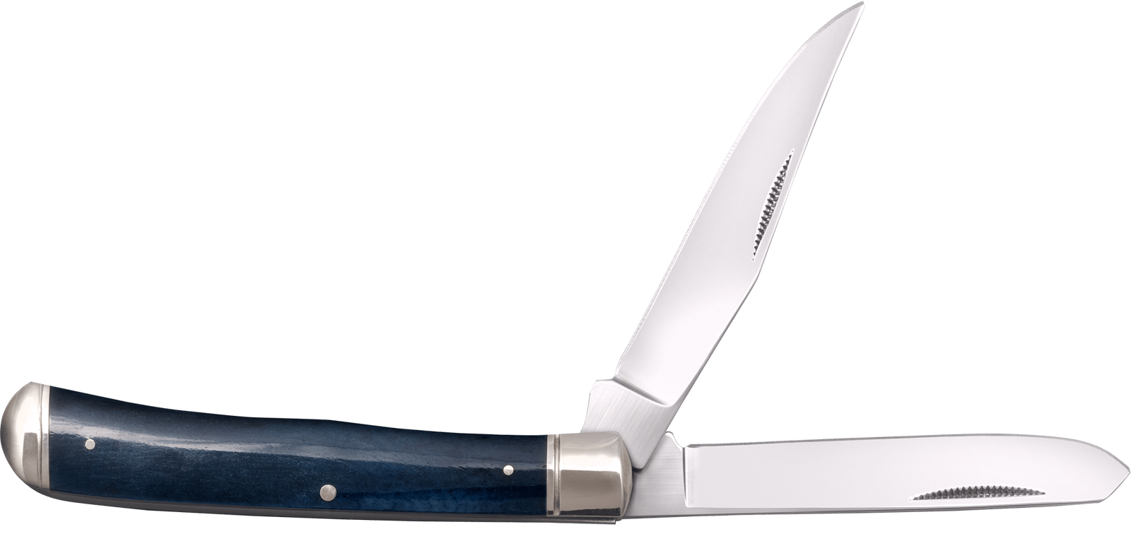 Cold Steel CSFLTRPRB Trapper  3" Folding Clip/Spey Plain 8Cr13MoV SS Blade/Dark Blue  w/Polished Bolsters Bone Handle