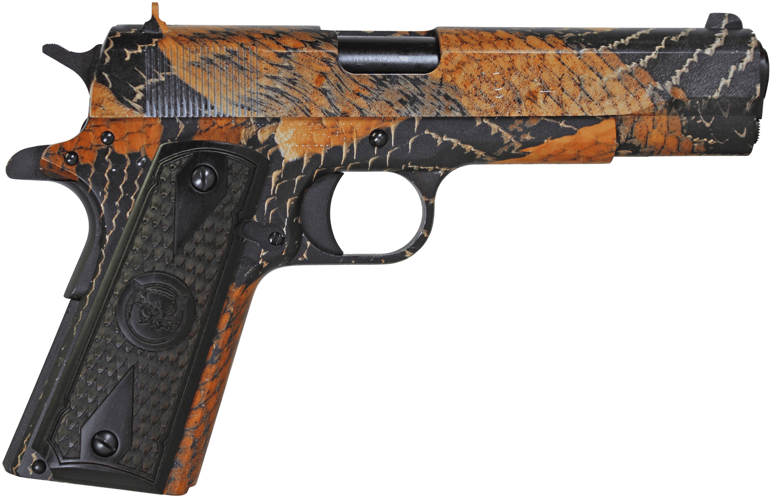 Iver Johnson Arms 1911A1BOA 1911 A1 BOA 45 ACP 8+1 5" Black Steel Barrel, BOA Snakeskin Steel Serrated Slide, BOA Snakeskin Steel Frame w/Beavertail, Black Dymondwood Snakeskin Grip