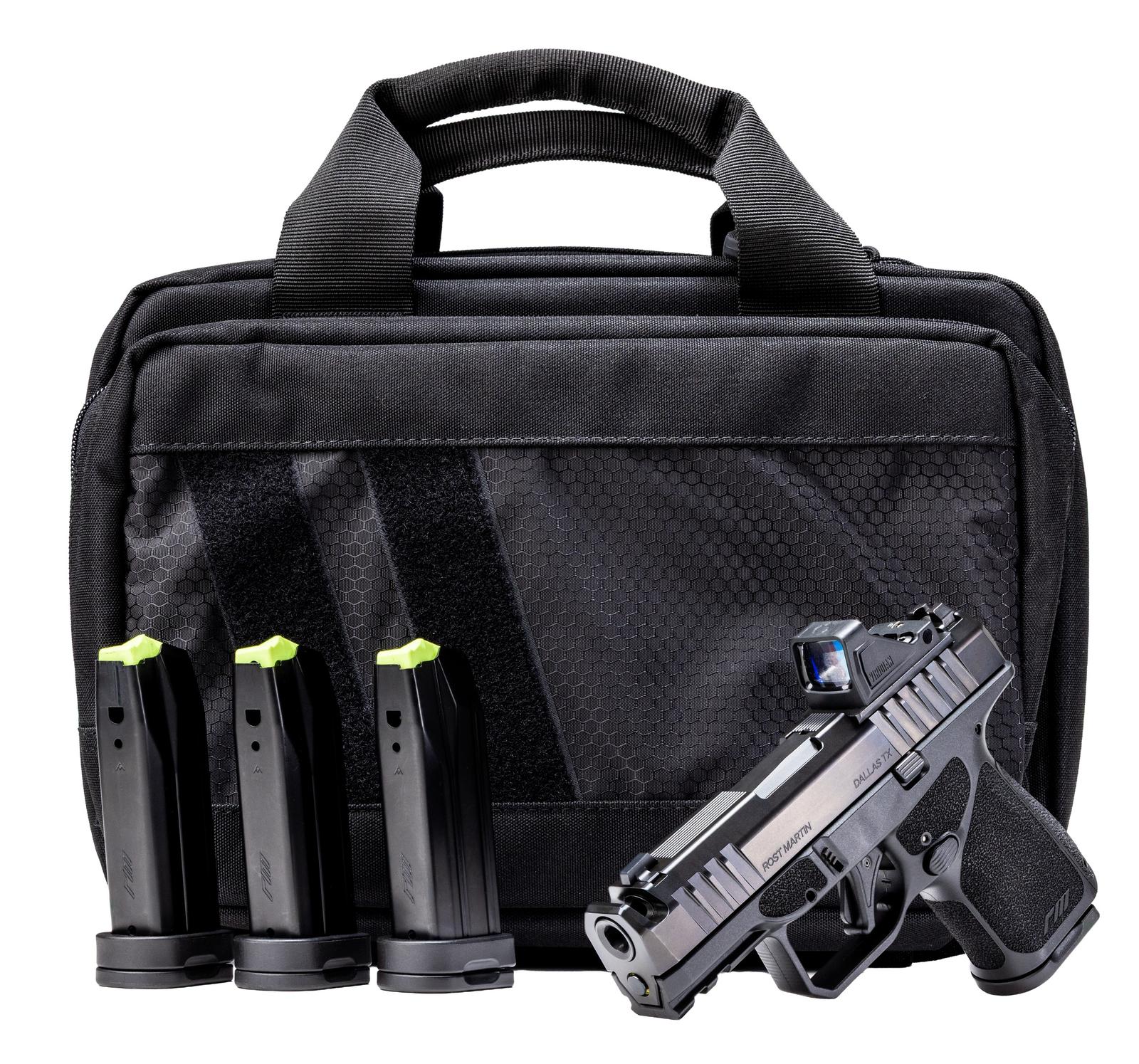 Rost Martin RM1SBLKOSP(COMP)SPL RM1S Comp Bundle 9mm Luger 12+1 15rd 3.60" Compensated Barrel, Black Nitron Steel Integrated Compensator/Serrated w/Optic Slide, Black Polymer Frame w/Picatinny Rail, T