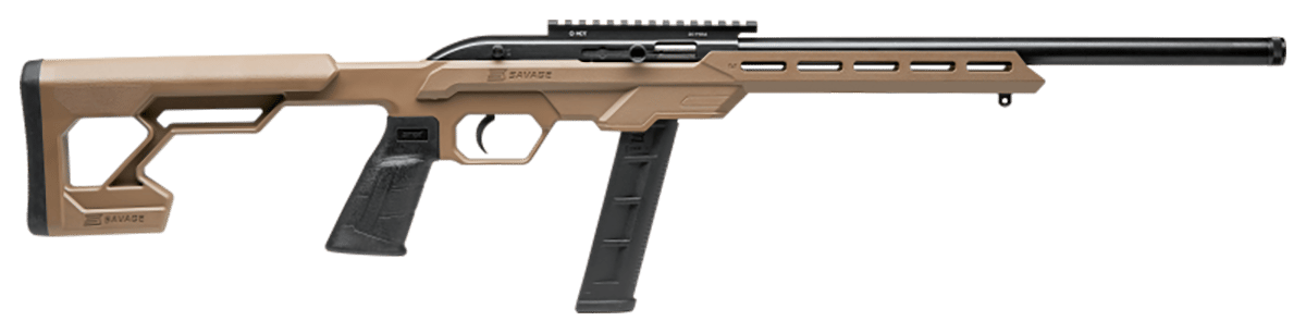 Savage Arms 45125 64 Precision Full Size 22 LR 20+1 16.50" Matte Black Heavy Threaded Barrel, Matte Black Picatinny Rail Carbon Steel Receiver, M-LOK Handguard, Flat Dark Earth Chassis Synthetic Stock