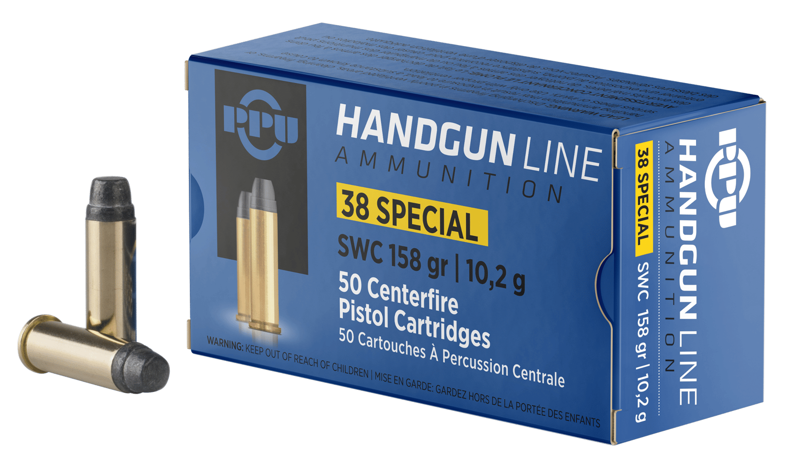 PPU PPH38SS Handgun  38Special 158gr Semi Wadcutter 50 Per Box/10 Case