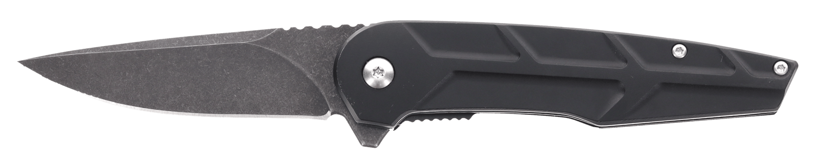Schrade 1159329 Reckon  3.25" Folding Drop Point Plain Dark Stonewash D2 Steel Blade 4.40" Black Aluminum Handle