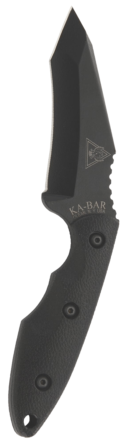 Ka-Bar 2486 TDI Hell Fire 3.56" Fixed Recurve Tanto Plain Black 1095 Cro-Van Blade, Black Ultramid Handle, Includes Sheath