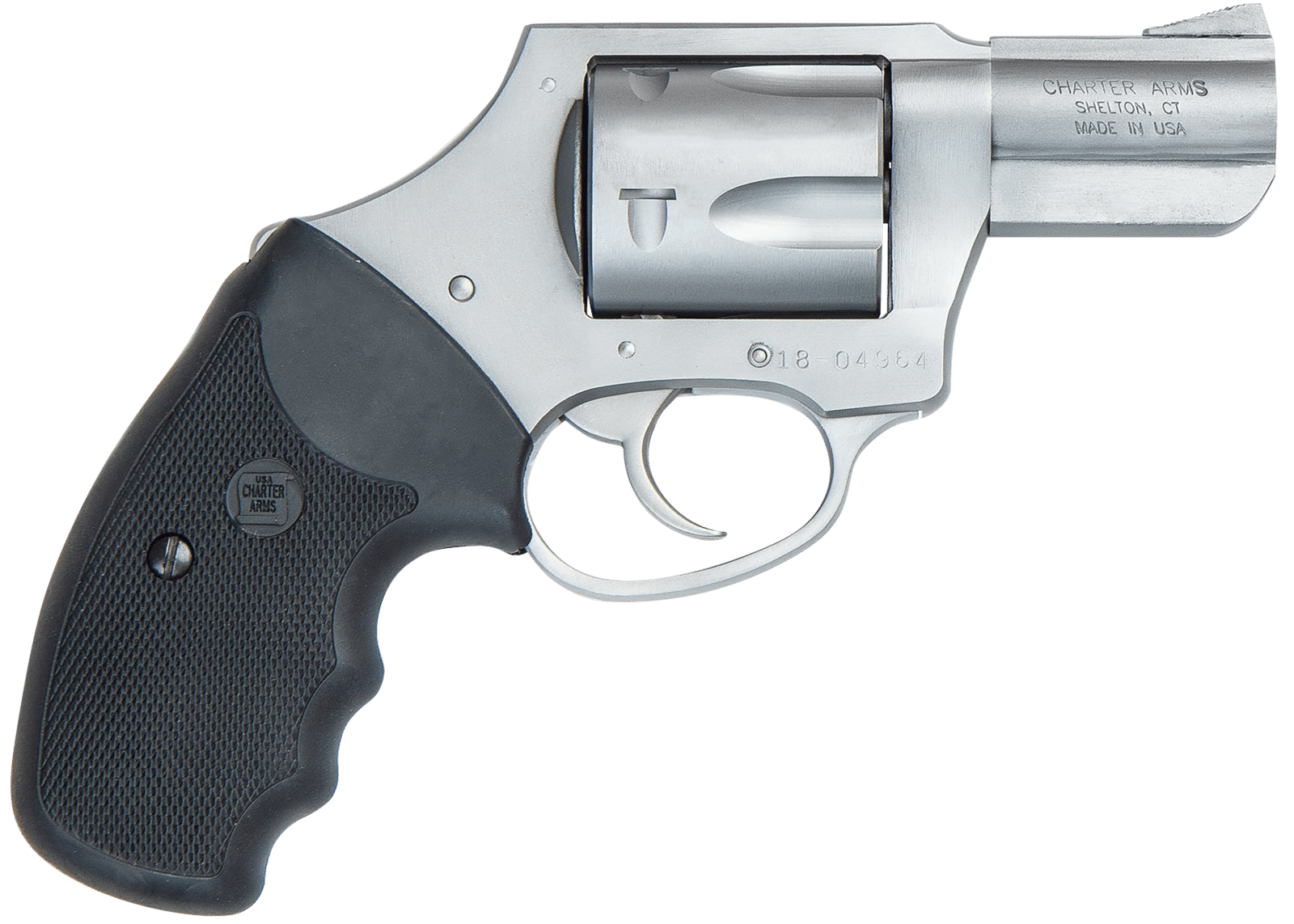 Charter Arms 73521 Mag Pug  357 Mag, 5 Shot 2.20" Matte Stainless Steel Barrel, Cylinder & Frame w/Black Finger Grooved Rubber Grip