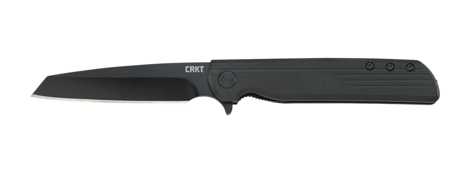 CRKT 3802K LCK + Blackout 3.24" Folding Tanto Plain Black Oxide 8Cr13MoV SS Blade/ Black GRN Handle Includes Pocket Clip