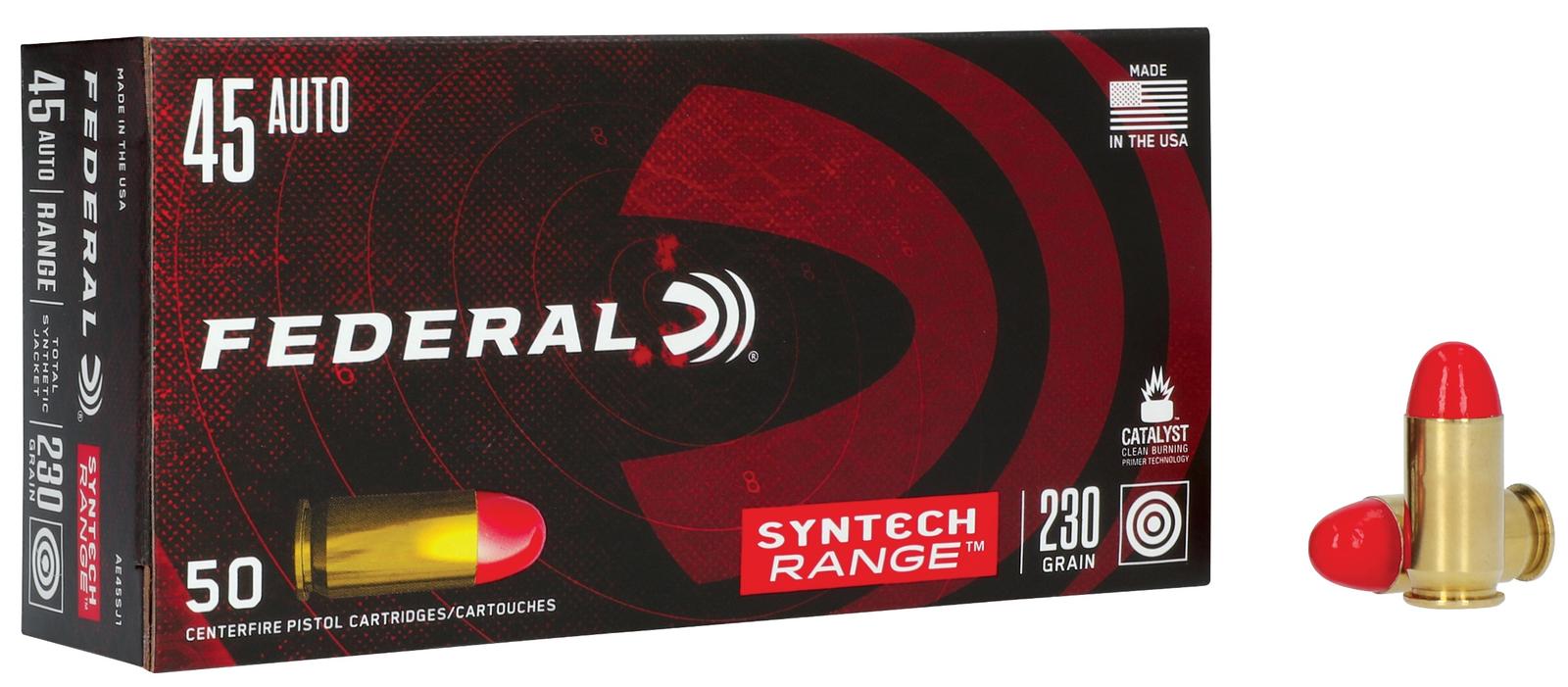 Federal AE45SJ1 American Eagle Syntech Range  45ACP 230gr Total Syntech Jacket Round Nose 50 Per Box/10 Case