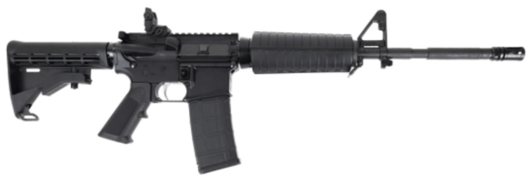 DPMS DR-15 M4 223REM RIFLE 16" CLASSIC HG, BLACK A2 POST, MAGPUL REAR 1-30RD