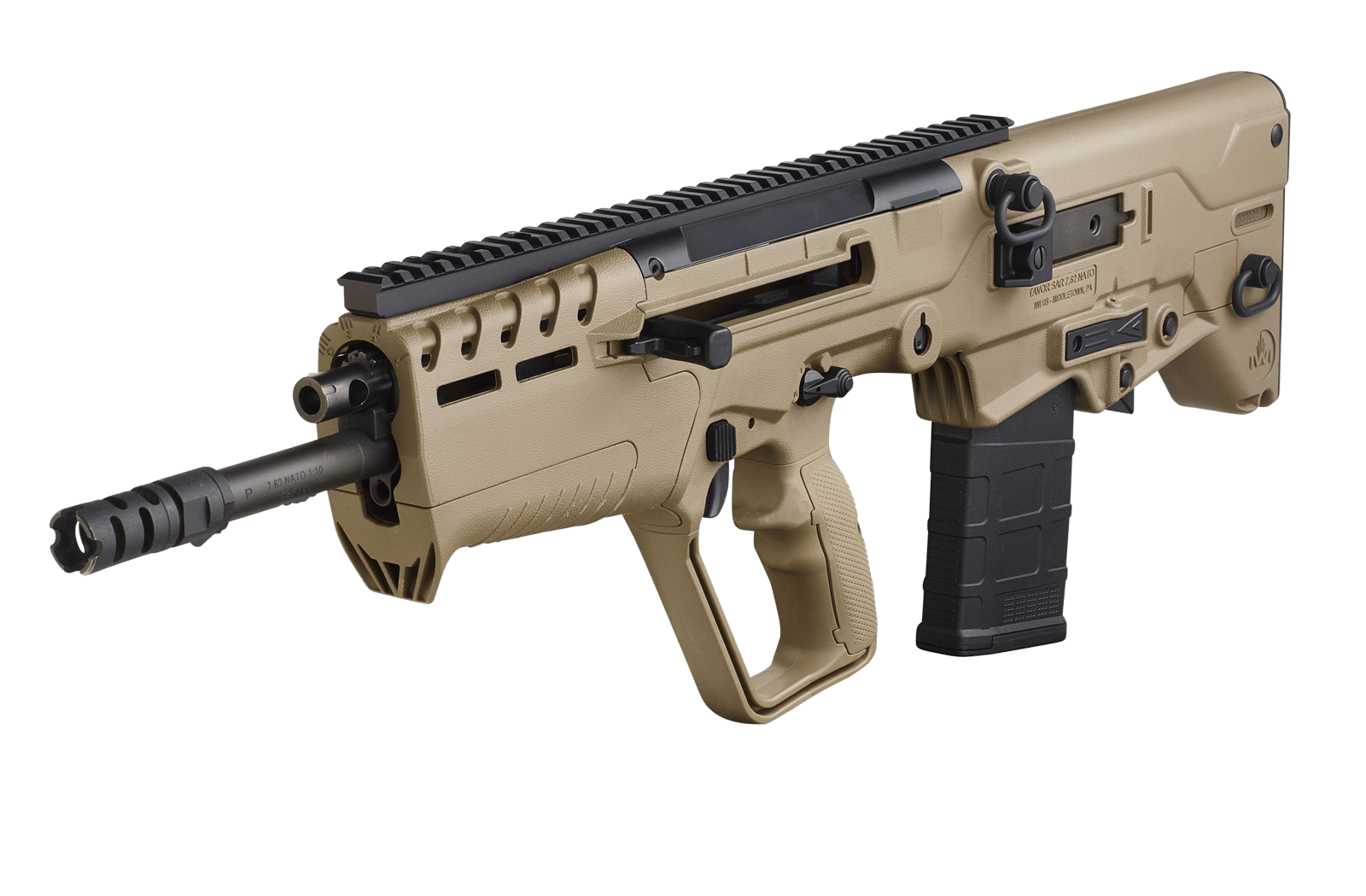 IWI US T7F20 Tavor 7 7.62x51mm NATO Caliber with 20" Barrel, 20+1 Capacity, Flat Dark Earth Metal Finish, Flat Dark Earth Fixed Bullpup Stock & Polymer Grip Ambidextrous Hand