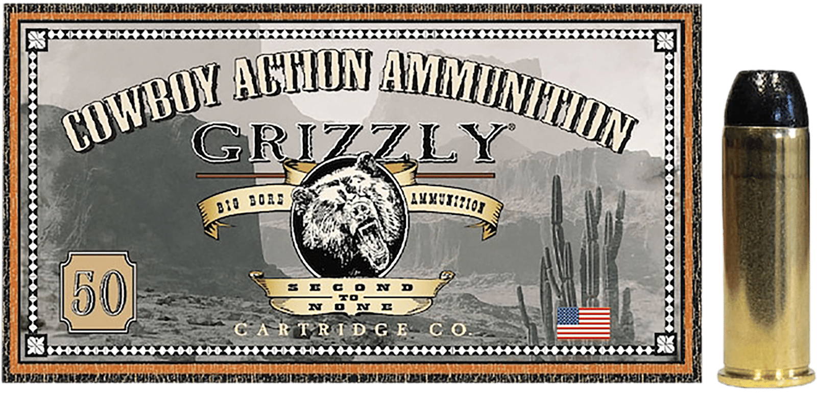 Grizzly Ammo GC44M2   44RemMag 200gr Round Nose Flat Point 50 Per Box/10 Case