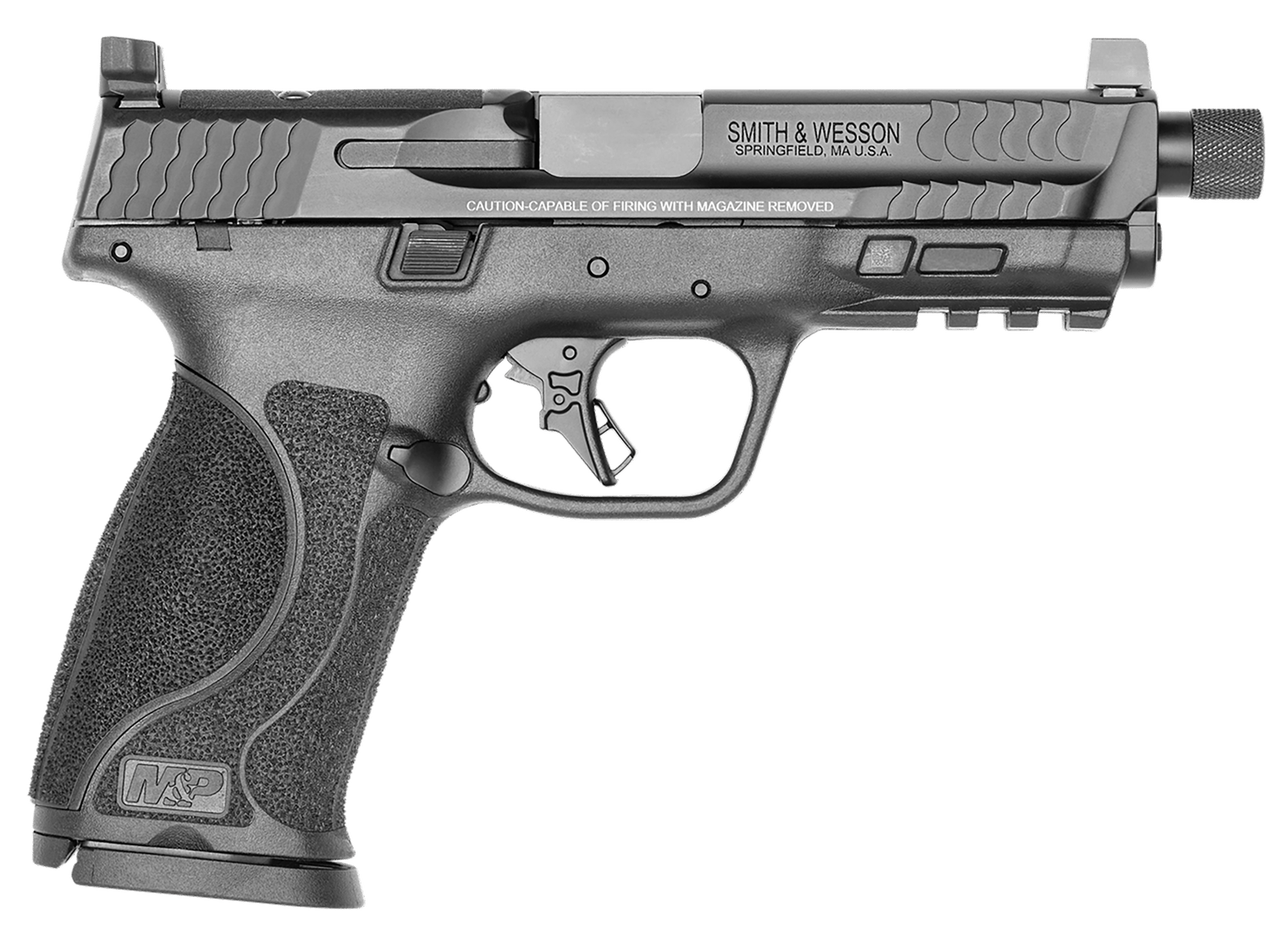 Smith & Wesson 13585 M&P M2.0  Full Size 9mm Luger 17+1, 4.62" Black Armornite Steel Threaded Barrel & Optic Ready/Serrated Slide, Matte Black Polymer Frame w/Picatinny Rail