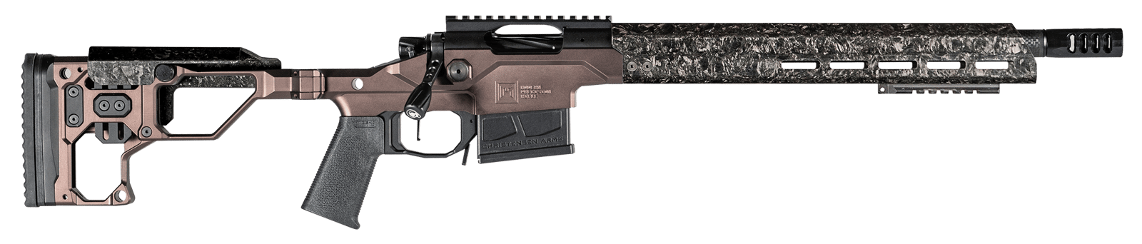 Christensen Arms 8010300800 Modern Precision  308 Win 16" Threaded Carbon Fiber Barrel 5+1, Black Nitride Finish, Desert Brown Anodized Folding Stock, Polymer Grip