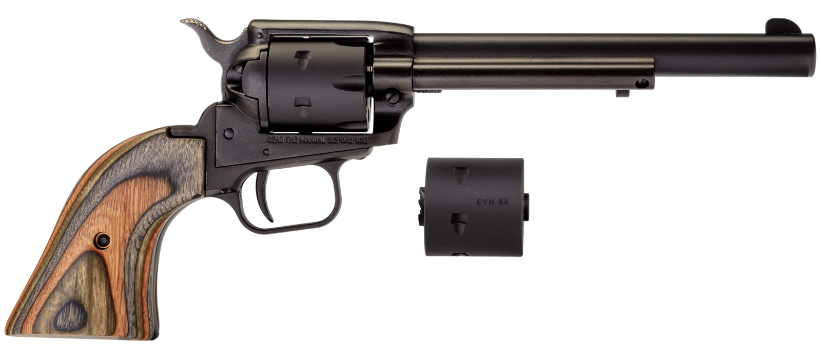Heritage Mfg RR22MBS6 Rough Rider  22 LR/22 WMR 6 Shot, 6.50" Black Satin Steel Barrel, Black Satin Zinc Alloy Frame, Black Satin Cylinder, Camo Laminate Grip, Exposed Hammer