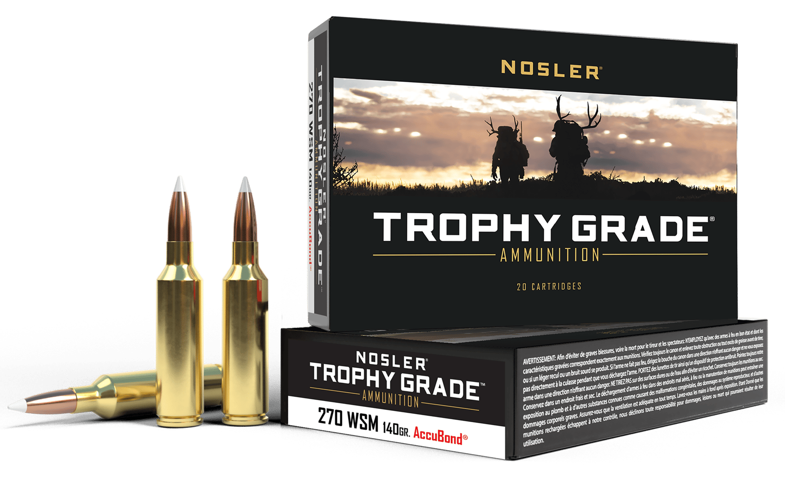 Nosler 60030 Trophy Grade  270WSM 140gr Nosler AccuBond 20 Per Box/10 Case