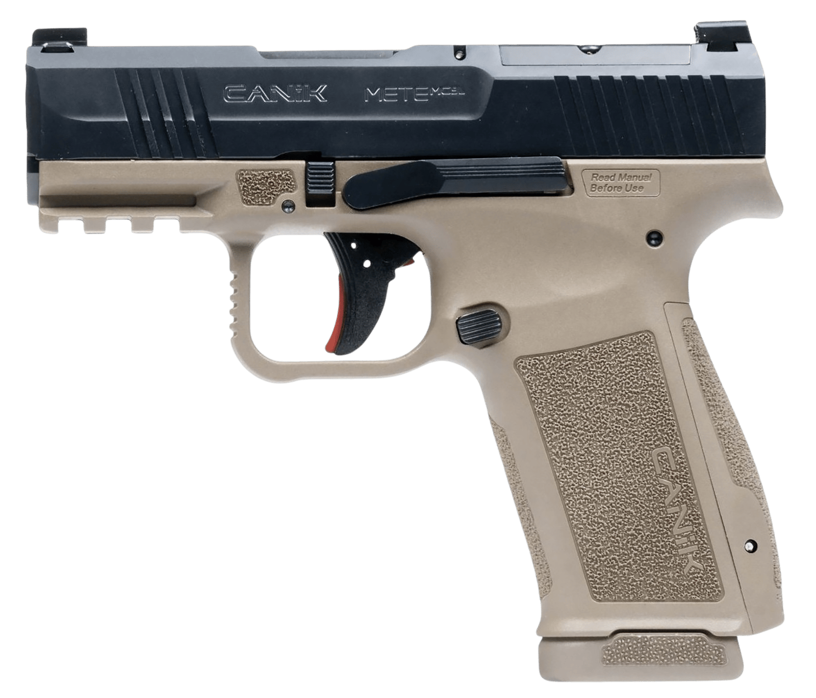 Canik HG7884CABD-N Mete MC9L *CA Compliant 9mm Luger 10+1 3.18" Black Steel Barrel, Black Nitride Steel Serrated Slide, Flat Dark Earth Polymer Frame w/Picatinny Rail, Interchangeable Backstrap Grip