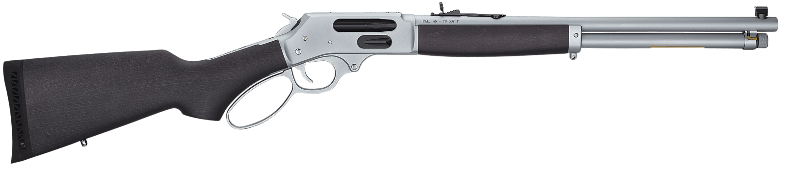 Henry H010GAW Side Gate All Weather Full Size 45-70 Gov 4+1 18.43" Hard Chrome Plated Steel Barrel, Satin Hard Chrome Steel Receiver, Stained Hardwood Stock Right Hand