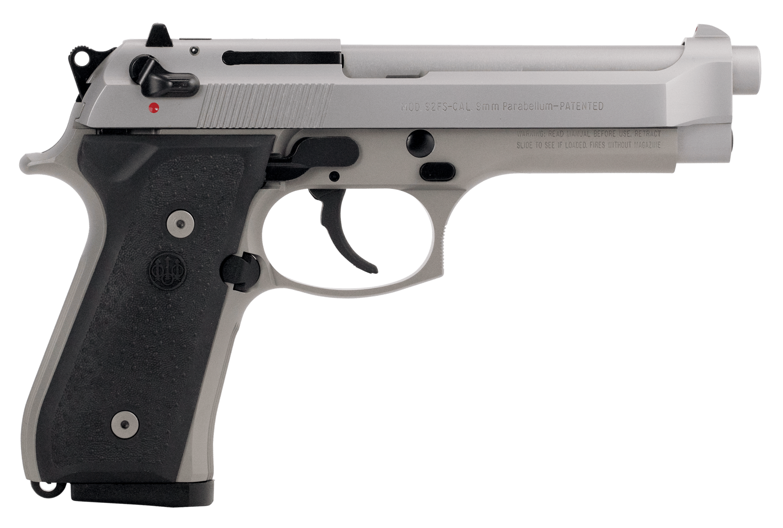 Beretta USA JS92F510CA 92FS Inox *CA Compliant Full Size 9mm Luger 10+1 4.90" Satin Stainless Barrel, Serrated Slide & Alloy Frame, Black Stippled Rubber Grips