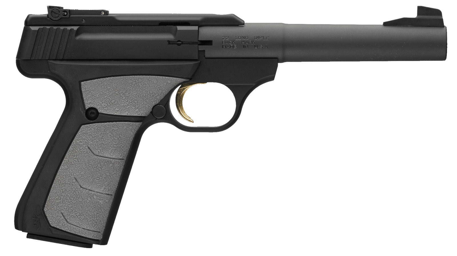 Browning 051498490 Buck Mark Camper 22 LR 10+1 5.50" Tapered Bull Barrel, Matte Black Serrated Steel Slide & Aluminum Frame, Gray Ultragrip FX Grip
