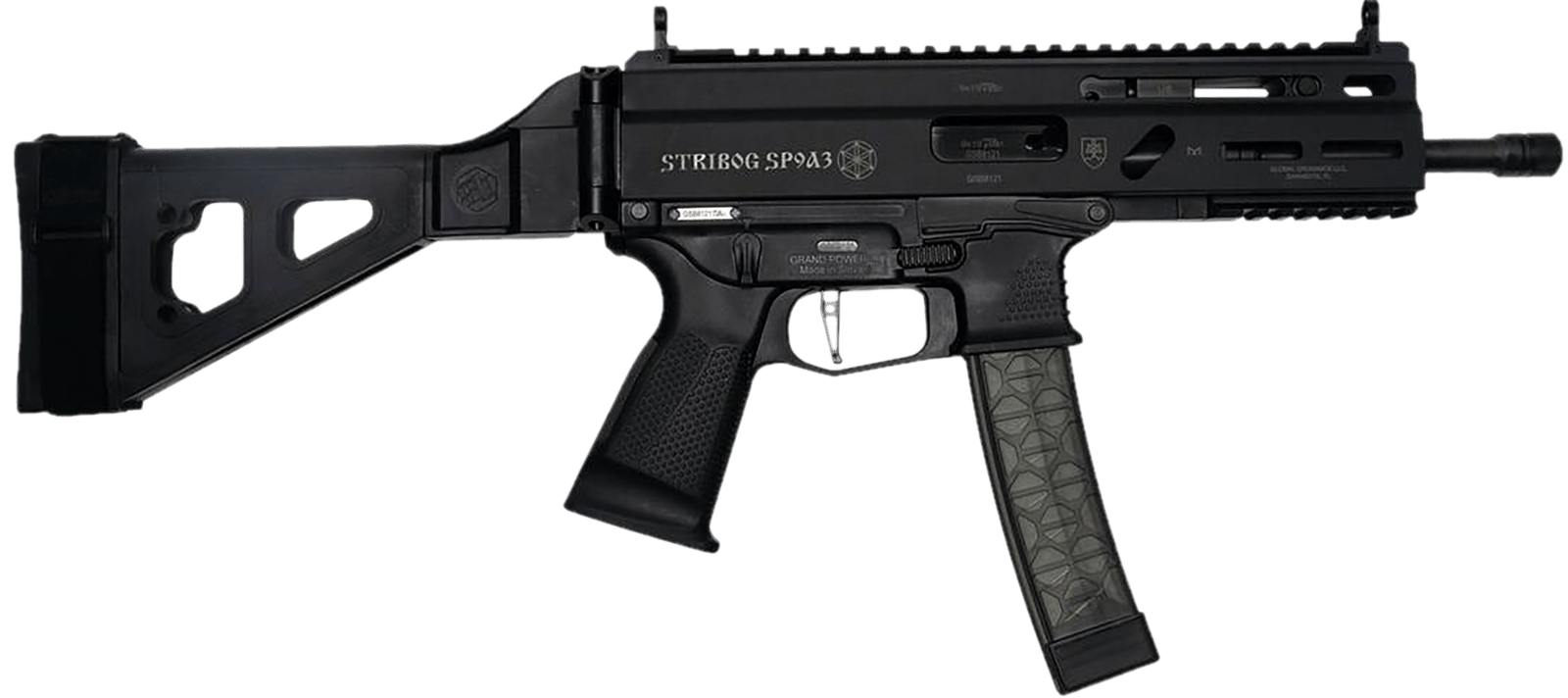 Grand Power 850003223117 Stribog SP9A3 9mm Luger 30+1 Black SB Tactical Brace