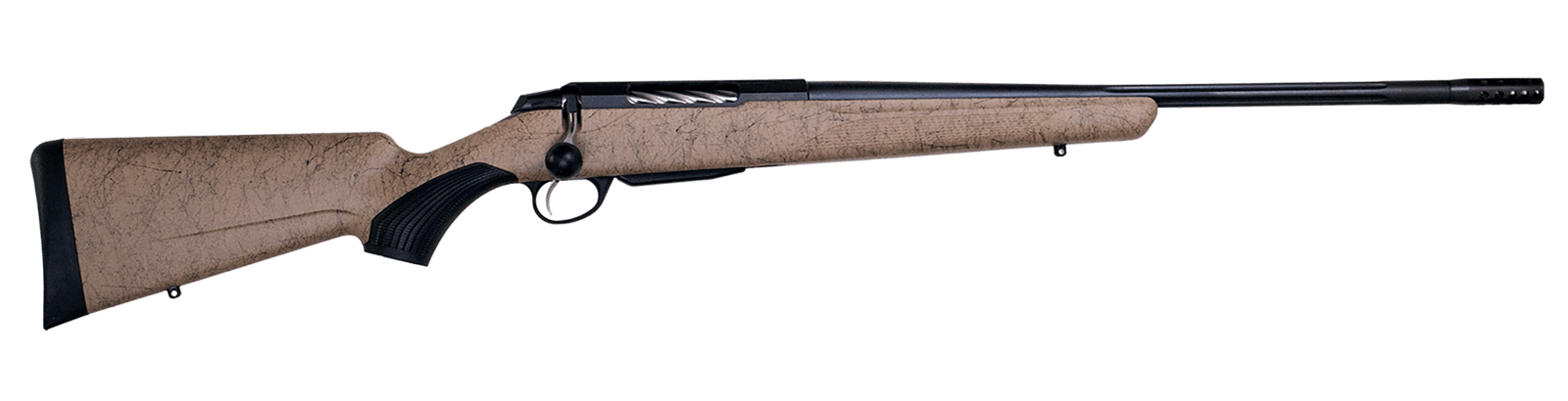 Tikka JRTXRT37124 T3x Roughtech 7mm PRC 3+1 24.30" Black Fluted Threaded Barrel, Black Steel Drilled & Tapped Receiver, Tan Roughtech Synthetic Stock, Right Hand