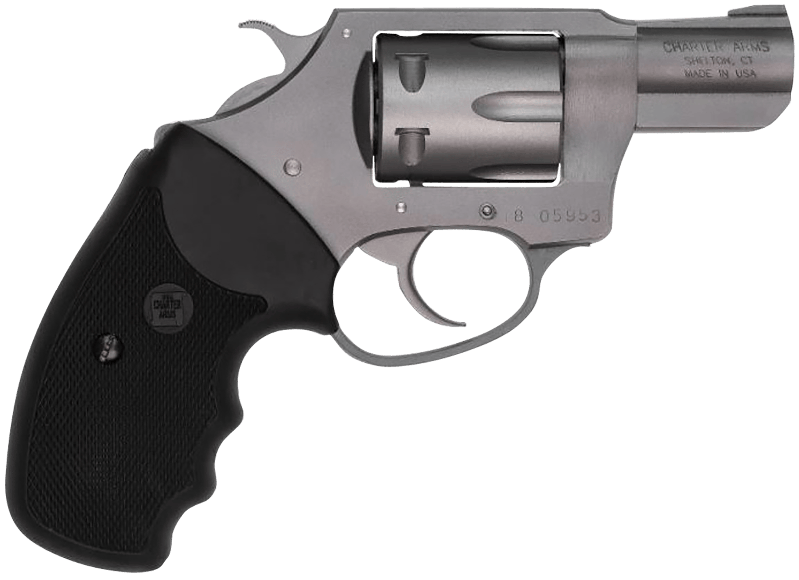 Charter Arms 72224 Pathfinder  Small 22 LR, 8 Shot 2" Stainless Steel Barrel  & Cylinder, Anodized Aluminum Frame w/Black Finger Grooved Rubber Grip, Exposed Hammer
